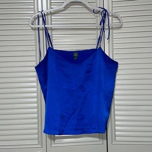 Blue silk tank top